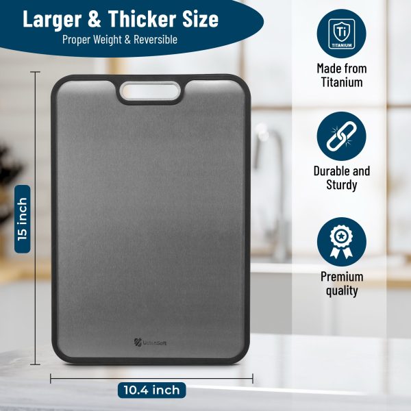 UstenSoft 3-in-1 Kitchen Set with Titanium Cutting Board Double Side/Wheat Straw, Onion Holder and Knife Sharpness